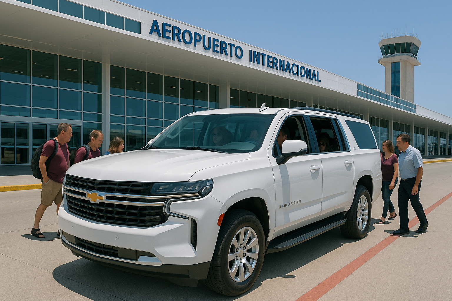 White Suburban leaving SJD airport